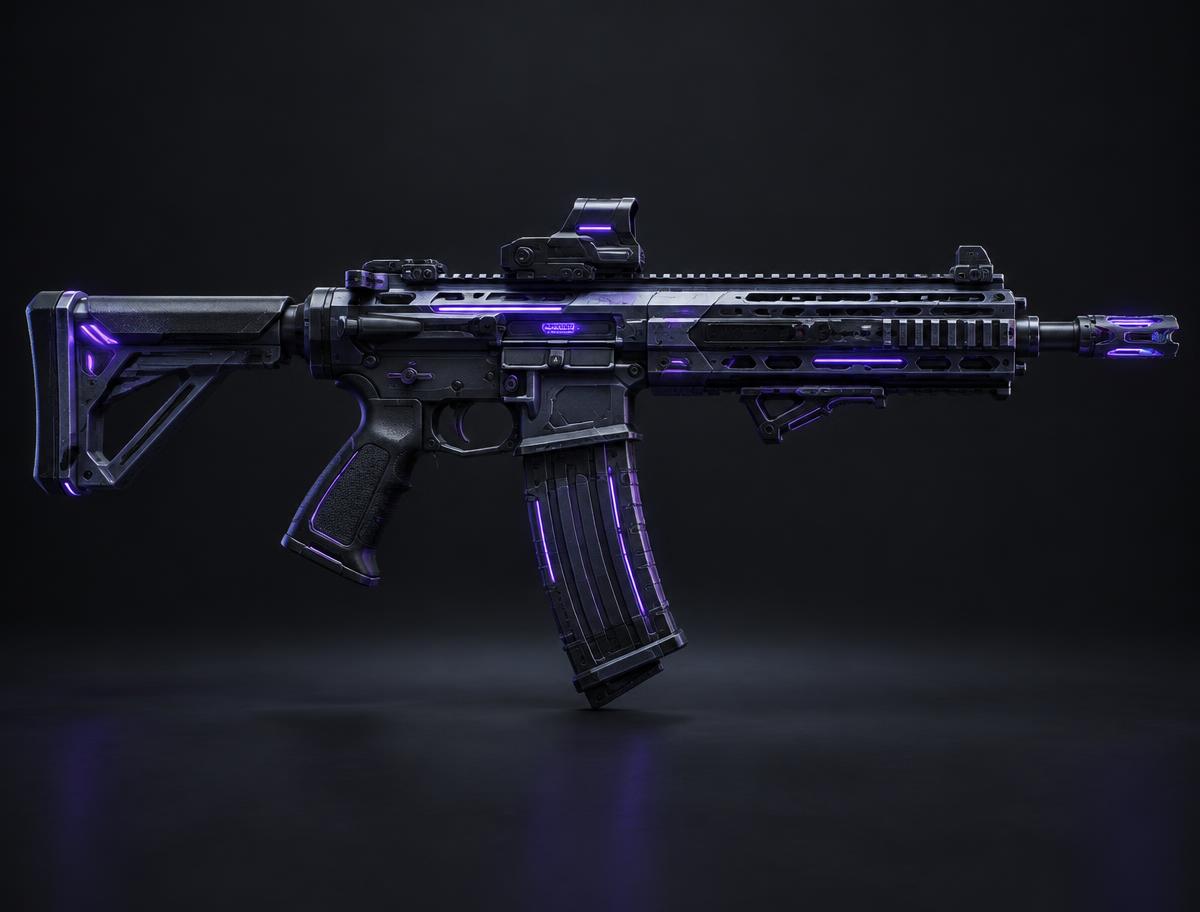 Cyberpunk Assault Rifle 3D asset render